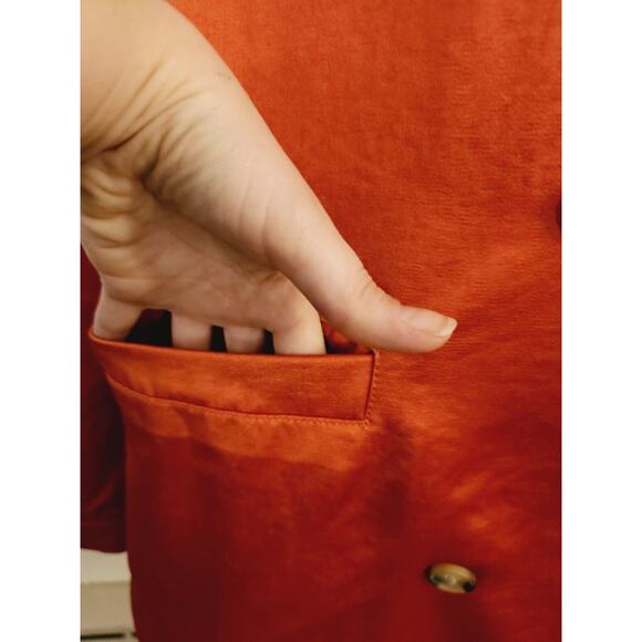 NWT Free People Orange Satin Oversized Blazer Jacket $228 Small - Picture 5 of 6